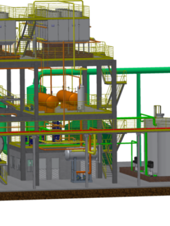 Planta SIRESP com a utilização de lodo: o sistema abrange o tratamento do lodo, secagem, produção de frio e calor e tratamento de emissões.