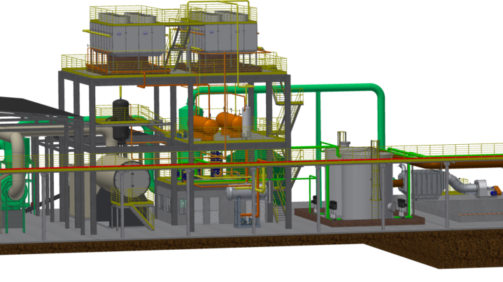 Planta SIRESP com a utilização de lodo: o sistema abrange o tratamento do lodo, secagem, produção de frio e calor e tratamento de emissões.